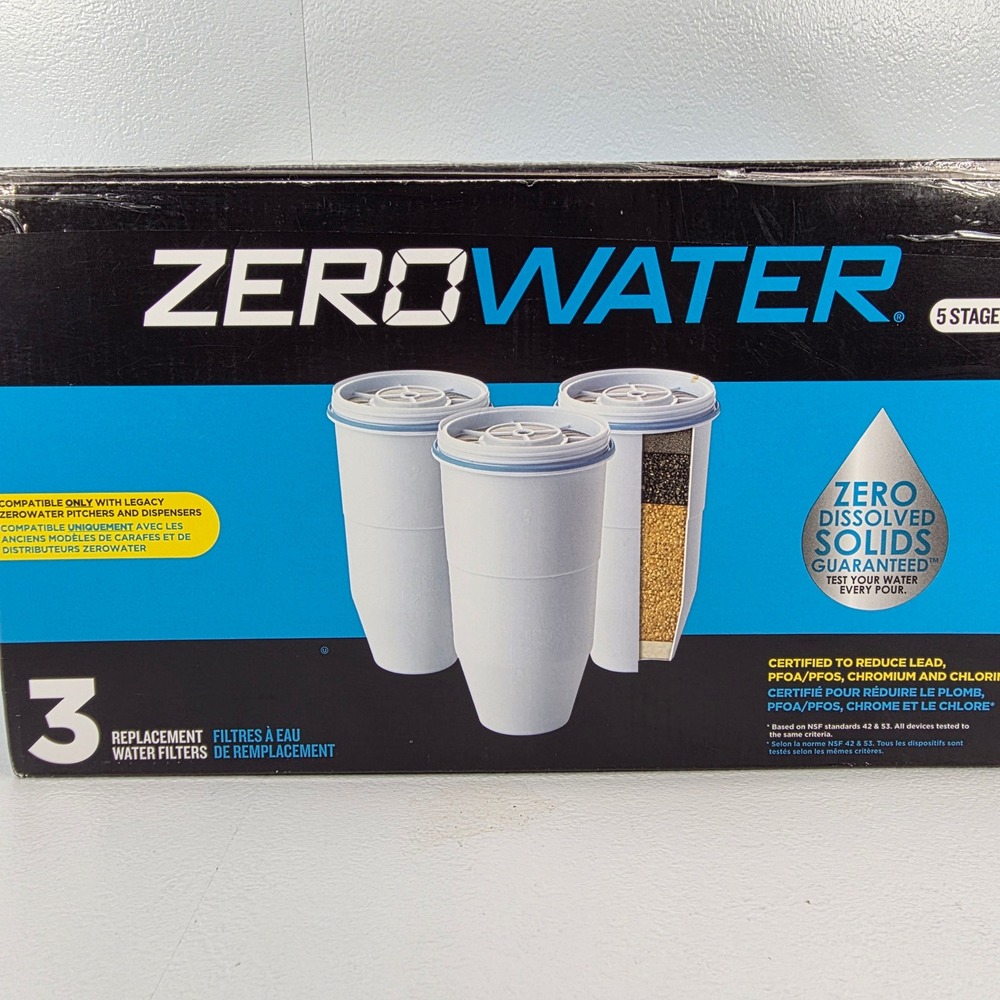 ZeroWater ZR-003 5-Stage Replacement Water Filters 3-Pack for‎ Pitchers White